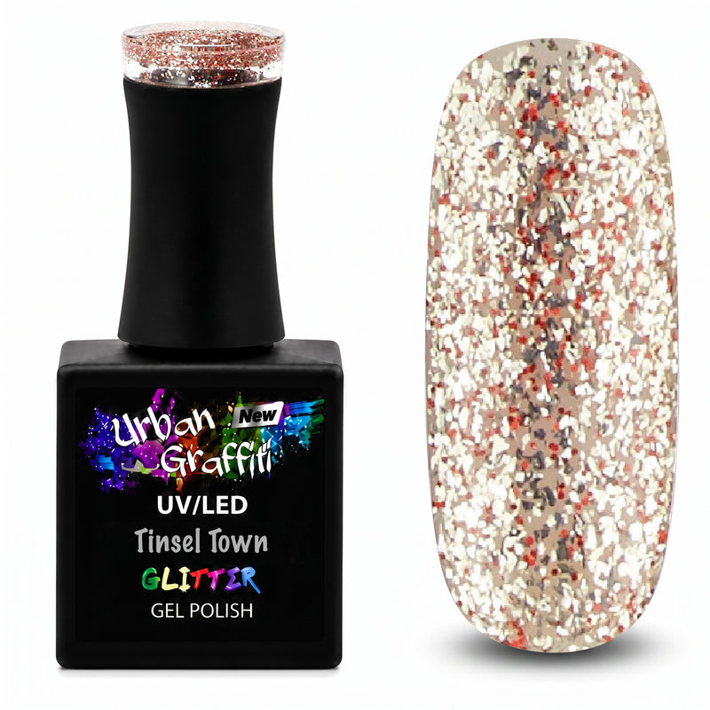 Tinsel Town - UGGP-A0913 Esmalte en Gel con Purpurina Dorada y Roja de Graffiti Urbano 15ml