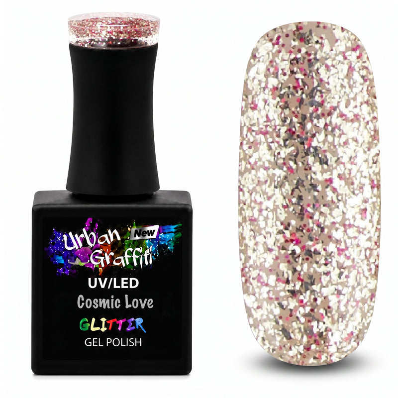 Cosmic Love - UGGP-A0916 Esmalte en Gel con Purpurina Dorada y Roja de Graffiti Urbano 15ml